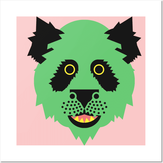 Panda Face Green Wall Art by AnimalMagic